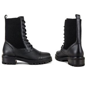 NWOB New RAYE Zu Boot Rib Knit Shaft Lug Sole Black - Size 7 US women